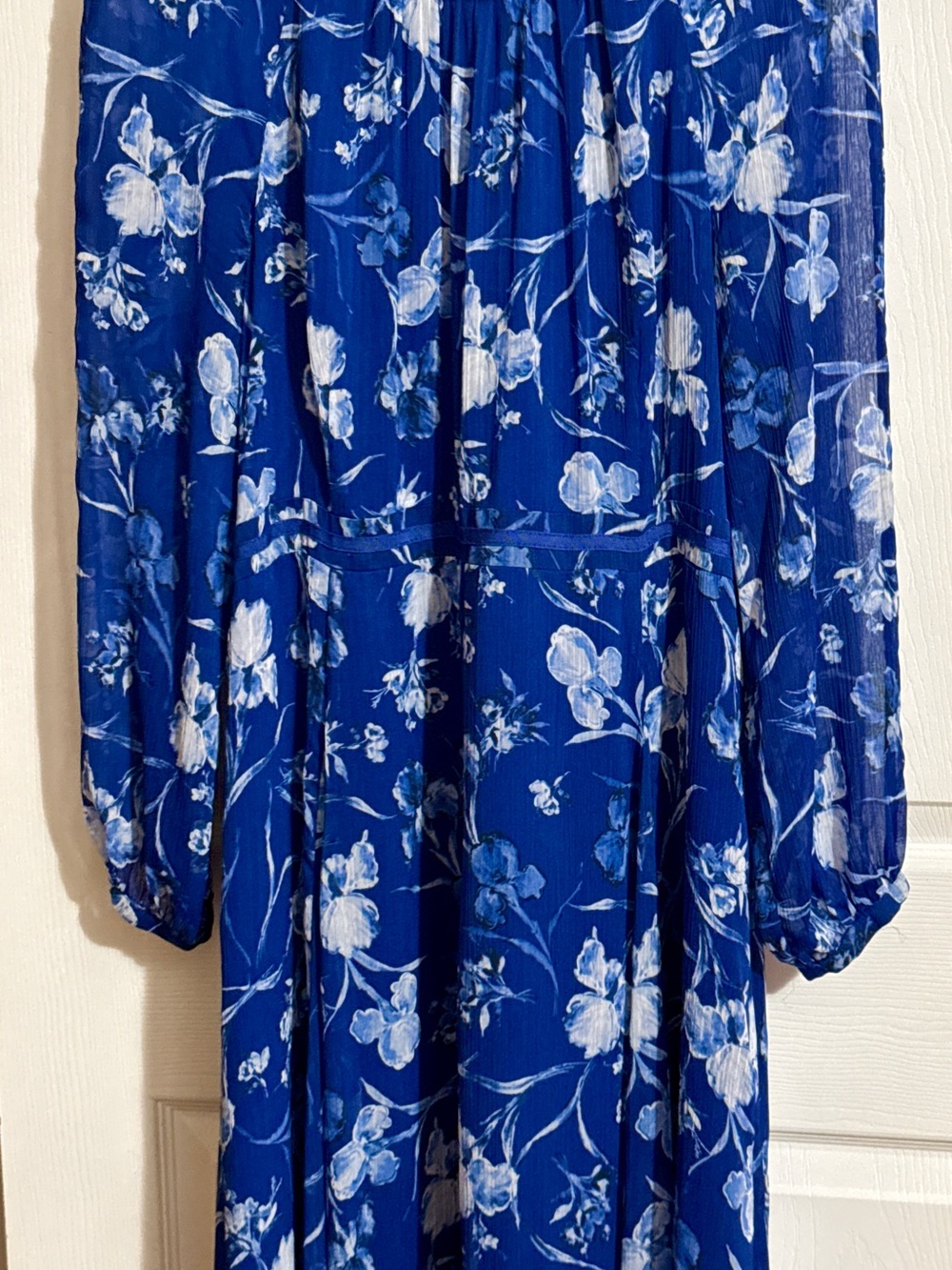 Tommy Hilfiger Royal Blue Floral Long Sleeve Maxi Dress